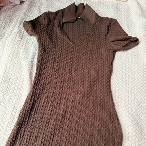 Small Brown dress / short sleeve with collar